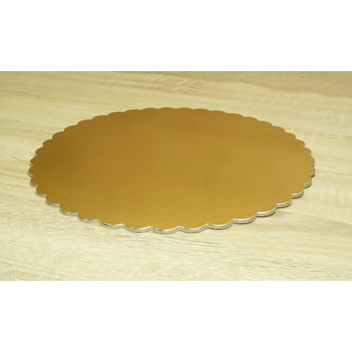 Podkład pod tort 36 cm gruby złoty fala podkładka pod tort ciasto duży karbowany
